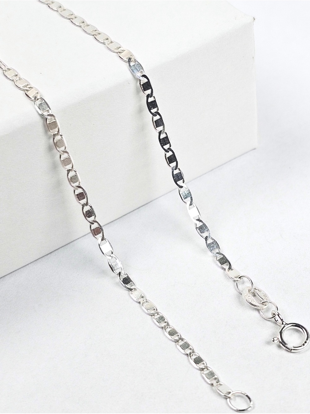Mirror Chain Necklace 2mm Unisex 925 Sterling Silver Cadena Espejo Liso 45cm